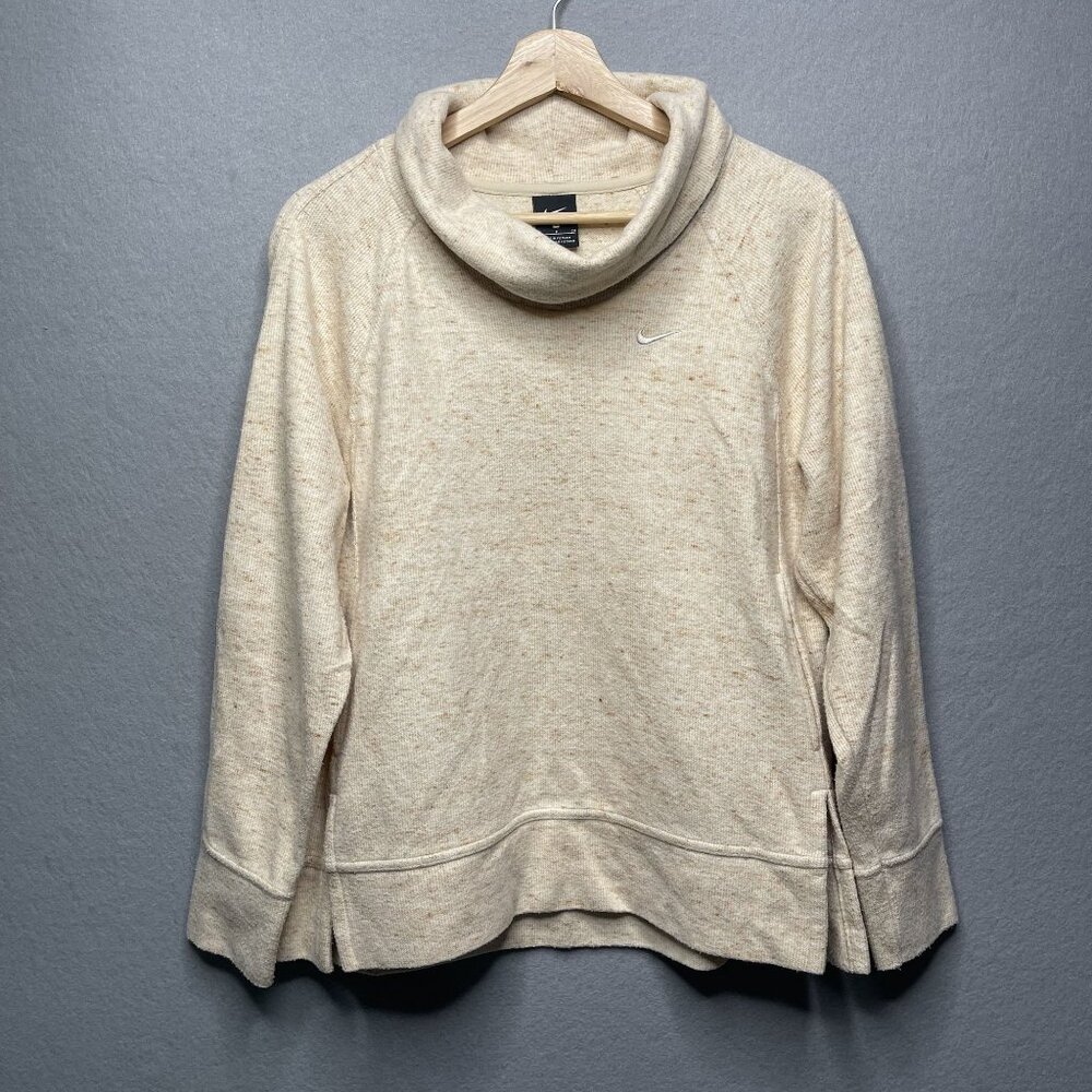 Nike Women Therma Oatmeal Heather Mock-Neck Training Top S